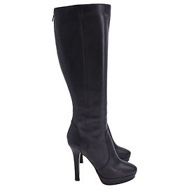 Jimmy Choo Platform Knee-High Boots in Black Leather Black