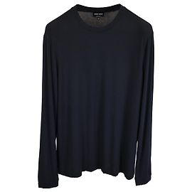 T-shirt a maniche lunghe Giorgio Armani in cotone nero Nero
