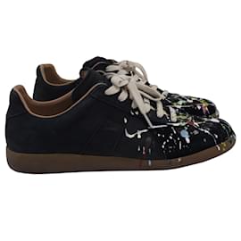 Maison Martin Margiela-Maison Margiela Replica Paint Trainers in Black Leather-Other