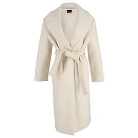 Boutique Moschino Belted Coat in Cream Wool White Cream