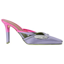 Autre Marque- Malone Souliers Fara 85 Mules in Hot Pink Satin-Pink