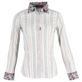 Camicia a maniche lunghe con bottoni in cotone multicolore con stampa floreale e righe Etro Multicolore Altro