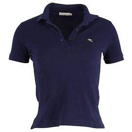 Polo in cotone blu navy con logo ricamato Etro Blu Blu navy