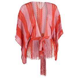 Kimono Missoni en crochet avec franges en viscose rose et rouge Multicolore
