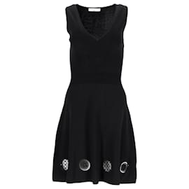 Sandro-Sandro Paris Mini Cut-Out Detail Knitted Sleeveless Dress in Black Polyamide-Black