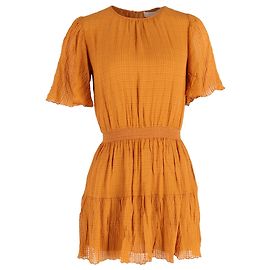 Robe Mini en Seersucker Jaune en Coton Vanessa Bruno Romea Jaune Camel