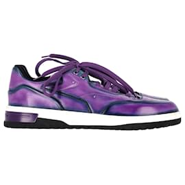Berluti-Berluti Playoff Low Top Sneakers in Purple Leather-Purple