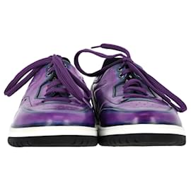 Berluti-Berluti Playoff Low Top Sneakers in Purple Leather-Purple