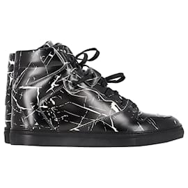 Balenciaga-Balenciaga Arena Marble Wedge Sneakers in Black Leather-Black