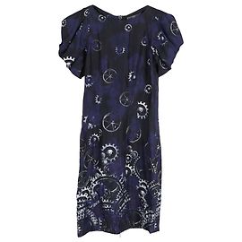 Abito a maniche puff stampato McQ di Alexander McQueen in seta blu Altro