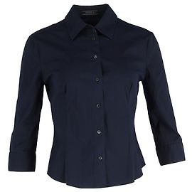 Camisa Slim-Fit de manga 3/4 em algodão azul marinho da Prada Azul Azul marinho