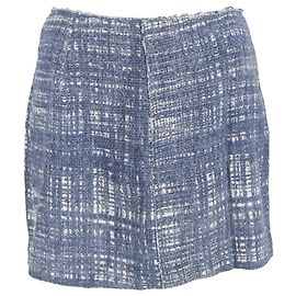 Falda A-Line Mini Tweed de Prada en Algodón Azul Azul