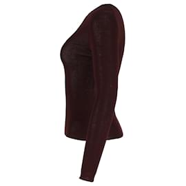 Gucci-Gucci Knitted Crewneck Long Sleeve Top in Burgundy Wool-Red,Dark red