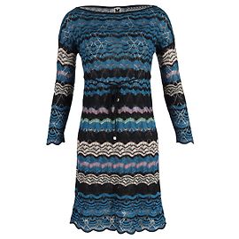 Abito in maglia M Missoni al ginocchio in cotone blu Multicolore