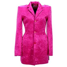 Blazer structuré à simple boutonnage en velours rose de Balenciaga Rose
