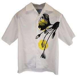 Camisa de estampado floral Prada en algodón blanco Otro