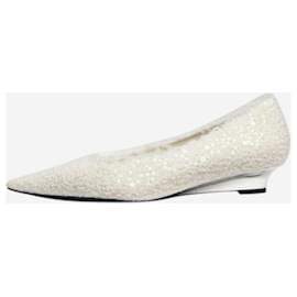 Autre Marque-White sequin boucle flats - size EU 38-White