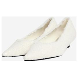 Autre Marque-White sequin boucle flats - size EU 38-White
