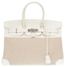 Hermès-Hermes Birkin 35 Handbag in White-White