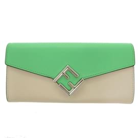 Fendi-Fendi FF Diamonds Continental Wallet-White,Green