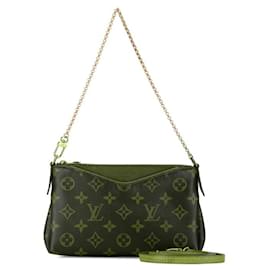 Louis Vuitton-Louis Vuitton Monogram Pallas Scratch Chain Handbag-Brown,Red