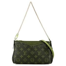 Louis Vuitton-Louis Vuitton Monogram Pallas Scratch Chain Handbag-Brown,Red