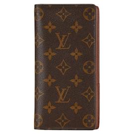 Louis Vuitton-Louis Vuitton Monogram Portefeuille Brazza Long Wallet-Brown,Monogram