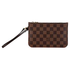 Louis Vuitton-Pochete Neverfull Damier Louis Vuitton-Marrom,Damier ebene