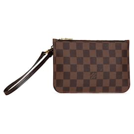 Louis Vuitton-Pochete Neverfull Damier Louis Vuitton-Marrom,Damier ebene