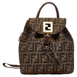 Fendi Zucca Rucksack aus braunem Canvas und Leder Braun