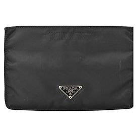 Pochette Plate Prada en Nylon Noir Noir