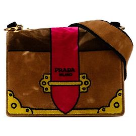 Bolsa de ombro Prada Cahier com padrão de fivela Marrom Preto Multicor