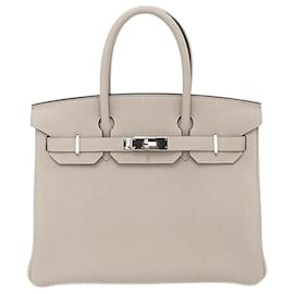 Hermès-Hermes Birkin 30 Togo Handbag in Gris Tourterelle-Silvery,Grey