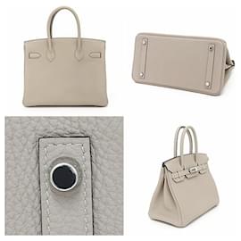 Hermès-Hermes Birkin 30 Togo Handbag in Gris Tourterelle-Silvery,Grey