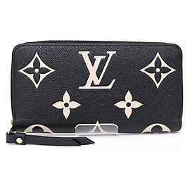 Carteira Zippy Louis Vuitton em couro Monogram Empreinte bicolor Preto Bege