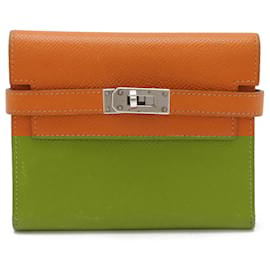 Hermès-Portefeuille Hermes Kelly en cuir Epsom orange-Orange
