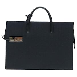 Gucci-GUCCI GG Canvas Business Bag Black Silver 015 3708 Auth ki4743-Black,Silvery