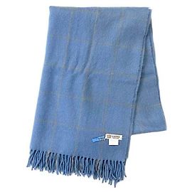 Loewe Light Blue Check Cashgora Stole Light blue