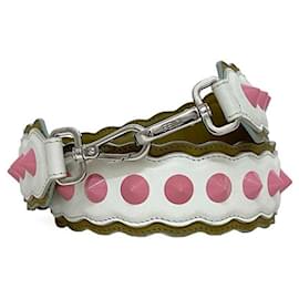 Fendi-Fendi Leather Shoulder Strap-Pink,White,Beige