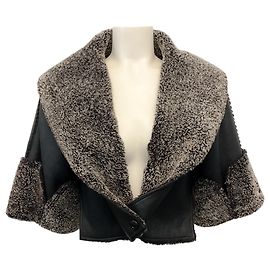 Autre Marque Alaia Black / Brown Shearling Cropped Jacket Black