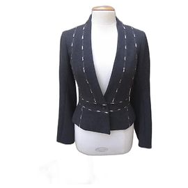John Galliano Black Crystal Wool and Cashmere Blazer Black
