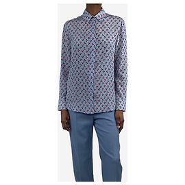 Altuzarra Himmelblaue Seidenhemd mit Kirschmuster - Größe UK 6 Blau