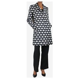 Weekend Max Mara Blauer floral bedruckter Lurex-Trim-Mantel - Größe UK 6 Blau