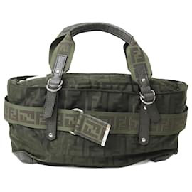 Fendi-Fendi Zucca Nylon Khaki Handbag-Khaki