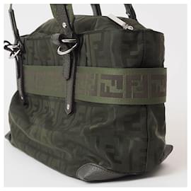 Fendi-Fendi Zucca Nylon Khaki Handbag-Khaki