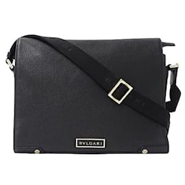 Bulgari-Bvlgari Men's Leather Messenger Bag-Black