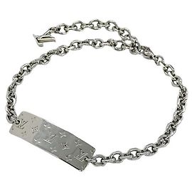 Louis Vuitton Men's Monogram Bold Silver Charm Bracelet Silvery