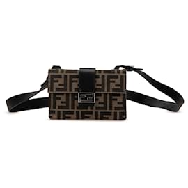 Fendi-Fendi Brown Zucca Canvas Convertible Belt Bag-Brown