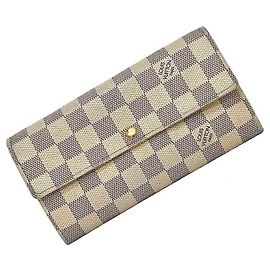 Cartera Larga Damier Azur Louis Vuitton Castaño Blanco Otro