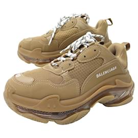 Balenciaga-NINE BALENCIAGA TRIPLE S SHOES 544351 SNEAKERS 39 BROWN CANVAS-Brown